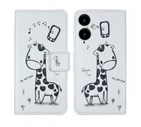 Tnviud Painted Flip Wallet-Design PU Leather Cover Skin Protection Case For SPC Zeus 2 + 5" (Giraffe Design)