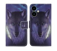 Tnviud Painted Flip Wallet-Design PU Leather Cover Skin Protection Case For SPC Zeus 2 + 5" (Wolf Design)