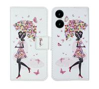 Tnviud Painted Flip Wallet-Design PU Leather Cover Skin Protection Case For SPC ZEUS 2 PRO 6.1" (Umbrella Girl Design)