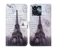 Tnviud Painted Flip Wallet-Design PU Leather Cover Skin Protection Case For SUNTAK MOJO 6.74" (Stamp Tower Design)