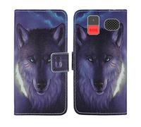 Tnviud Painted Flip Wallet-Design PU Leather Cover Skin Protection Case For TTfone TT890 4G 1.8" (Wolf Design)