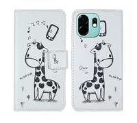 Tnviud Painted Flip Wallet-Design PU Leather Cover Skin Protection Case For UMIDIGI A75x 6.75" (Giraffe Design)