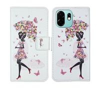 Tnviud Painted Flip Wallet-Design PU Leather Cover Skin Protection Case For UMIDIGI A75x 6.75" (Umbrella Girl Design)