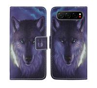 Tnviud Painted Flip Wallet-Design PU Leather Cover Skin Protection Case For ZTE Nubia Air 6.78" (Wolf Design)