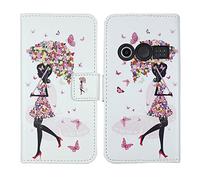 Tnviud Painted Flip Wallet-Design PU Leather Cover Skin Protection Case TPU Silicone Shell For Doro 1380/1382 2.4" (Umbrella Girl Design)