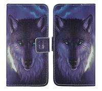 Tnviud Painted Flip Wallet-Design PU Leather Cover Skin Protection Case TPU Silicone Shell For Nokia 105 2G 2023 1.8" (Wolf Design)