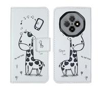 Tnviud Painted Flip Wallet-Design PU Leather Cover Skin Protection TPU Silicone Case For Blackview FORT 1 6.56" (Giraffe Design)