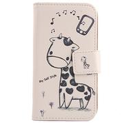 Tnviud Painted Flip Wallet-Design PU Leather Cover Skin Protection TPU Silicone Case For HMD 105 2024 / Nokia 105 2024 / Nokia 108 4G 2024 / HMD 105 4G 2" (Giraffe Design)