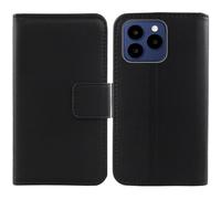 Tnviud Premium Genuine Real Flip Folder Folio Leather Case For AGM N2 Mini 5" Business Phone Protection Protector Cover Skin (Black)