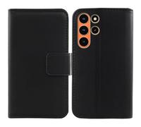 Tnviud Premium Genuine Real Flip Folder Folio Leather Case For Blackview WAVE 2C 5" Business Phone Protection Protector Cover Skin (Black)