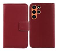 Tnviud Premium Genuine Real Flip Folder Folio Leather Case For Blackview WAVE 2C 5" Business Phone Protection Protector Cover Skin (Dark Red)