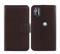 Tnviud Premium Genuine Real Flip Folder Folio Leather Case For Crosscall STELLAR X5s / X5s Chamonix Mont Blanc 6.49" Business Phone Protection Protector Cover Skin (Dark Brown)