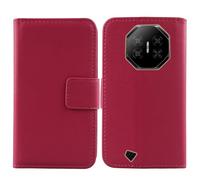 Tnviud Premium Genuine Real Flip Folder Folio Leather Case For DOOGEE Fire 3 Pro/Fire 3 Ultra 5.5" Business Phone Protection Protector Cover Skin (Rose)