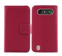 Tnviud Premium Genuine Real Flip Folder Folio Leather Case For Doro Aurora A10 Business Phone Protection Protector Cover Skin (Rose)