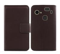Tnviud Premium Genuine Real Flip Folder Folio Leather Case For HAMMER Blade 3 4G 6.2" Business Phone Protection Protector Cover Skin (Dark Brown)