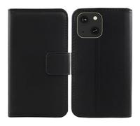 Tnviud Premium Genuine Real Flip Folder Folio Leather Case For HeyxFome H3 2025 / HeyxFome X3 2025 6" Business Phone Protection Protector Cover Skin (Black)