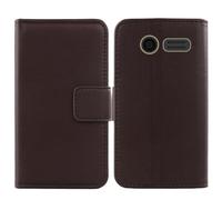 Tnviud Premium Genuine Real Flip Folder Folio Leather Case For IMO DASH 4G Mini 1.8" Business Phone Protection Protector Cover Skin (Dark Brown)