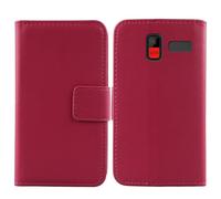 Tnviud Premium Genuine Real Flip Folder Folio Leather Case For Konrow SENIOR 280 NEXT 4G 2.8" Business Phone Protection Protector Cover Skin (Rose)