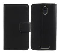 Tnviud Premium Genuine Real Flip Folder Folio Leather Case For Panasonic KX-TU155EXBN 2.4" Business Phone Protection Protector Cover Skin (Black)