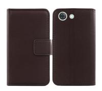 Tnviud Premium Genuine Real Flip Folder Folio Leather Case For Phonemax Q9 Mini 4" Business Phone Protection Protector Cover Skin (Dark Brown)