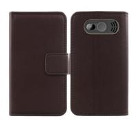 Tnviud Premium Genuine Real Flip Folder Folio Leather Case For SPC FORTUNE 2 MAX 2.4" Business Phone Protection Protector Cover Skin (Dark Brown)