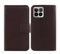 Tnviud Premium Genuine Real Flip Folder Folio Leather Case For SPC Zeus 2 Elite 6.7" Business Phone Protection Protector Cover Skin (Dark Brown)