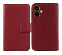 Tnviud Premium Genuine Real Flip Folder Folio Leather Case For SPC ZEUS 2 PRO 6.1" Business Phone Protection Protector Cover Skin (Dark Red)
