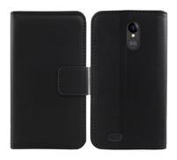 Tnviud Premium Genuine Real Flip Folder Folio Leather Case For SPC ZEUS 4G / ZEUS 4G PRO 5.5" Book Wallet Business Phone Protection Protector Cover Skin Pouch Etui (Black)