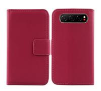 Tnviud Premium Genuine Real Flip Folder Folio Leather Case For ZTE Nubia Air 6.78" Business Phone Protection Protector Cover Skin (Rose)