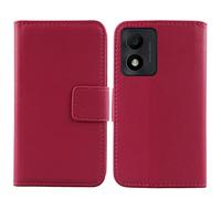 Tnviud Premium Genuine Real Flip Folder Folio Leather Case TPU Silicone Shell For Alcatel 1B 2022 5031D 5031A Book Wallet Business Phone Protection Protector Cover Skin Pouch Etui (Rose)