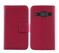 Tnviud Premium Genuine Real Flip Folder Folio Leather Case TPU Silicone Shell For Doro 1370/1371 / 1372 2.4" Book Wallet Business Phone Protection Protector Cover Skin Pouch Etui (Rose)