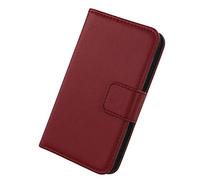 Tnviud Premium Genuine Real Flip Folder Folio Leather TPU Silicone Case For HMD 105 2024 / Nokia 105 2024 / Nokia 108 4G 2024 / HMD 105 4G 2" Phone Protection Protector Cover Skin (Dark Red)