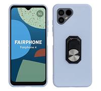Tnviud Soft Silicone TPU Case For Fairphone 4 6.3 Inch Ring Stand Cover Flexible Case Skin Protection Rubber Shell Holder (Blue)
