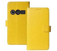 Tnviud Stand Premium Retro Business Flip Leather Case Protector Bumper For Doro 1380/1382 2.4" TPU Silicone Protection Phone Cover Skin Folio Book Card Slot Wallet Magnetic (Yellow)