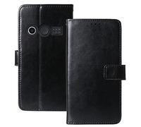 Tnviud Stand Premium Retro Business Flip Leather Case Protector Bumper For Doro 1380/1382 2.4" TPU Silicone Protection Phone Cover Skin Folio Book Card Slot Wallet Magnetic (Black)