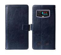Tnviud Stand Premium Retro Business Flip Leather Case TPU Silicone Protector Bumper For Doogee S Mini 4.5" Protection Phone Cover Skin Folio Book Card Slot Wallet Magnetic (Dark Blue)