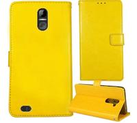 Tnviud Stand Retro Flip Leather Case Protector Bumper For Bergstrom P187 Protection Phone Cover Skin Folio Wallet Magnetic (Yellow)
