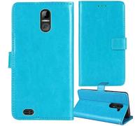 Tnviud Stand Retro Flip Leather Case Protector Bumper For Bergstrom P187 Protection Phone Cover Skin Folio Wallet Magnetic (Blue)