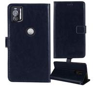 Tnviud Stand Retro Flip Leather Case Protector Bumper For Crosscall STELLAR X5s / X5s Chamonix Mont Blanc 6.49" Protection Phone Cover Skin Folio Wallet Magnetic (Dark Blue)