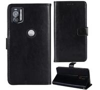 Tnviud Stand Retro Flip Leather Case Protector Bumper For Crosscall STELLAR X5s / X5s Chamonix Mont Blanc 6.49" Protection Phone Cover Skin Folio Wallet Magnetic (Black)