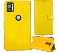 Tnviud Stand Retro Flip Leather Case Protector Bumper For Crosscall STELLAR X5s / X5s Chamonix Mont Blanc 6.49" Protection Phone Cover Skin Folio Wallet Magnetic (Yellow)