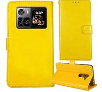 Tnviud Stand Retro Flip Leather Case Protector Bumper For Cubot X100 6.88" Protection Phone Cover Skin Folio Wallet Magnetic (Yellow)