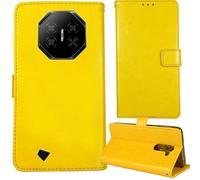 Tnviud Stand Retro Flip Leather Case Protector Bumper For DOOGEE Fire 3 Pro/Fire 3 Ultra 5.5" Protection Phone Cover Skin Folio Wallet Magnetic (Yellow)