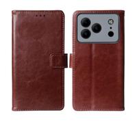 Tnviud Stand Retro Flip Leather Case Protector Bumper For DOOGEE Note 56 6.56" Protection Phone Cover Skin Folio Wallet Magnetic (Brown)