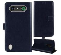 Tnviud Stand Retro Flip Leather Case Protector Bumper For Doro Aurora A10 PLUS 4.5" Protection Phone Cover Skin Folio Wallet Magnetic (Dark Blue)