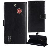 Tnviud Stand Retro Flip Leather Case Protector Bumper For Doro Leva X10 2.4" Protection Phone Cover Skin Folio Wallet Magnetic (Black)