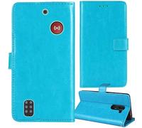 Tnviud Stand Retro Flip Leather Case Protector Bumper For Doro Leva X10 2.4" Protection Phone Cover Skin Folio Wallet Magnetic (Blue)