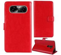 Tnviud Stand Retro Flip Leather Case Protector Bumper For General Mobile GM Fenix II Pro 5G 6.67" Protection Phone Cover Skin Folio Wallet Magnetic (Red)