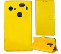 Tnviud Stand Retro Flip Leather Case Protector Bumper For HAMMER Blade 3 4G 6.2" Protection Phone Cover Skin Folio Wallet Magnetic (Yellow)