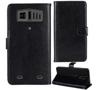 Tnviud Stand Retro Flip Leather Case Protector Bumper For Hammer H Rock 2.4" Protection Phone Cover Skin Folio Wallet Magnetic (Black)